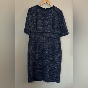 Hobbs London Florrie navy midi tweed dress size 12 new